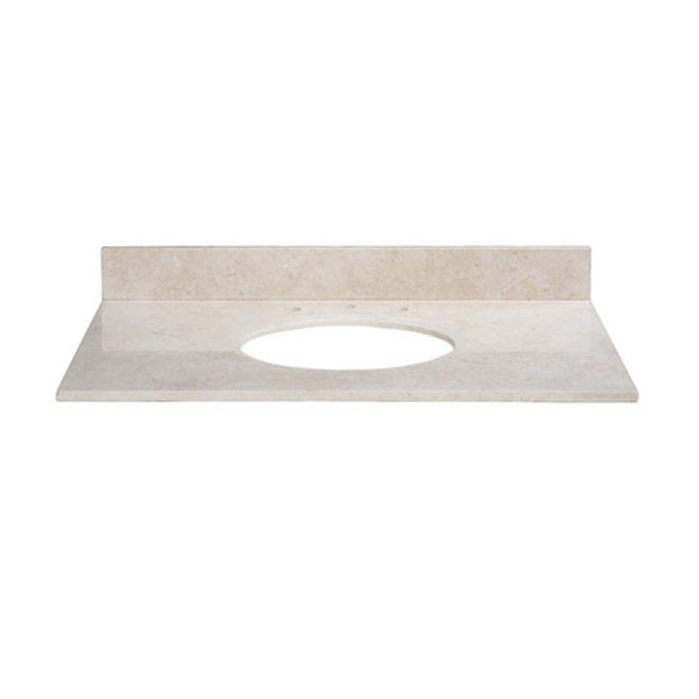 Ryvyr Stone Top - 37-inch for Oval Undermount Sink - Galala Beige Marble