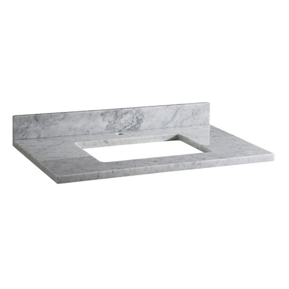 Ryvyr Stone Top - 37-inch for Rectangular Undermount Sink - White Carrara Marble with Single Faucet Hole