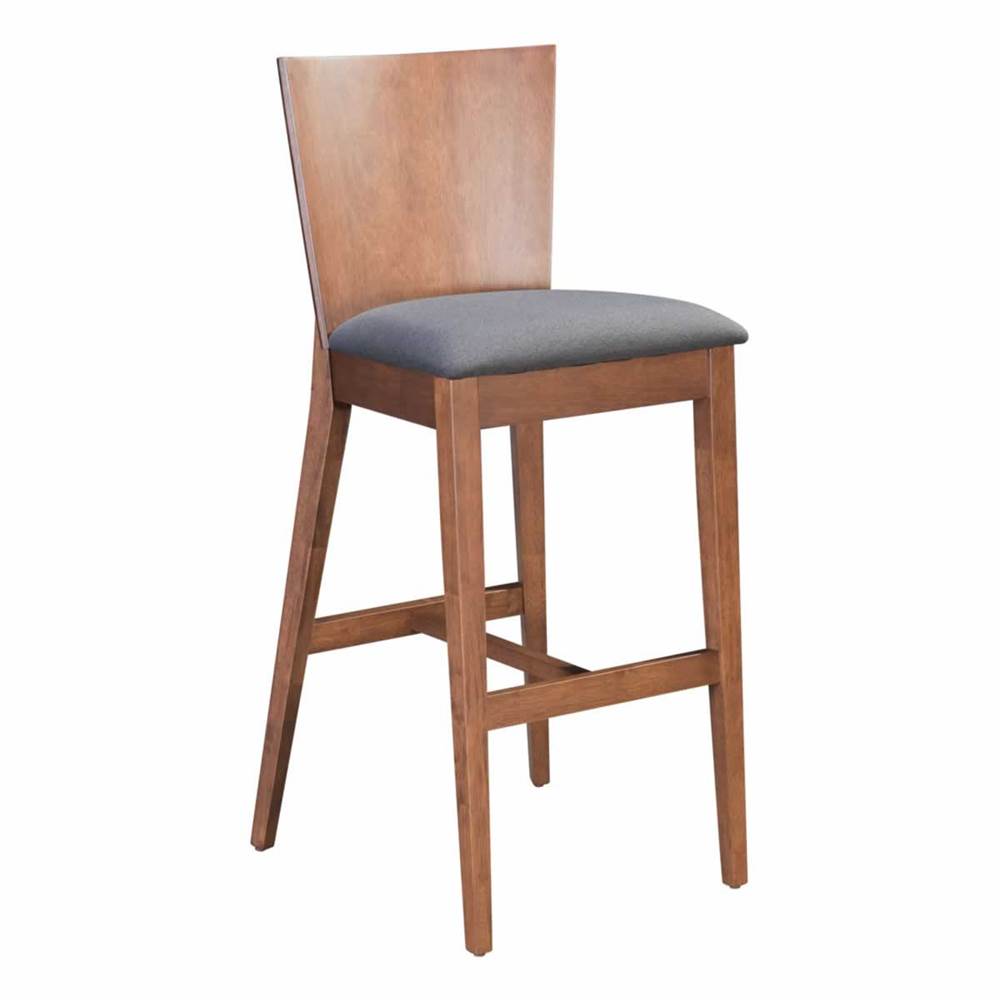Zuo Ambrose Bar Chair (Set of 2) Walnut and Gray