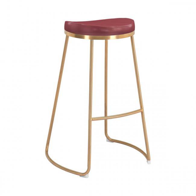 Zuo Bree Barstool (Set of 2) Burgundy and Gold