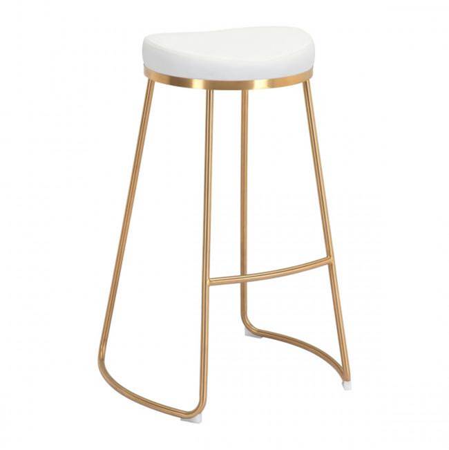 Zuo Bree Barstool (Set of 2) White and Gold