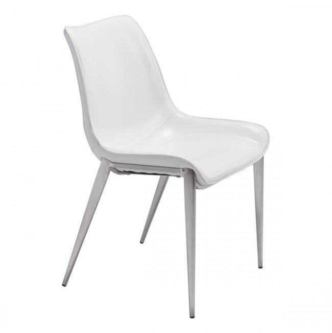 Zuo Magnus Dining Chair (Set of 2) White and Silver