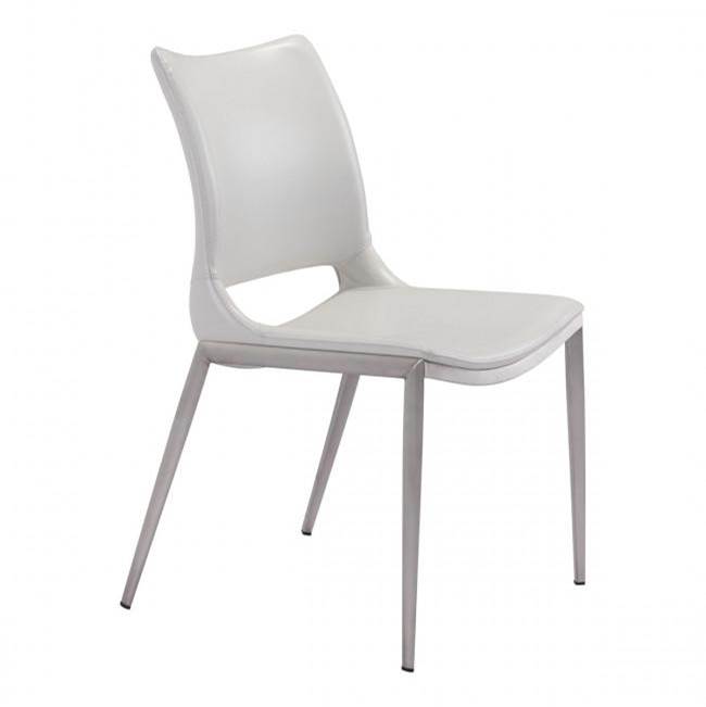 Zuo Ace Dining Chair (Set of 2) White and Silver