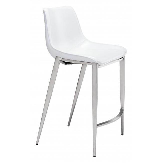 Zuo Magnus Counter Chair (Set of 2) White and Silver