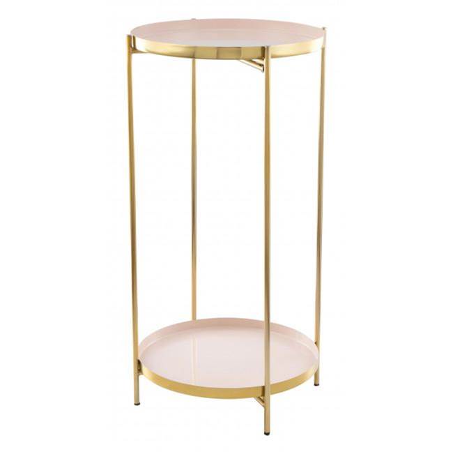 Zuo Jenna Side Table White and Gold
