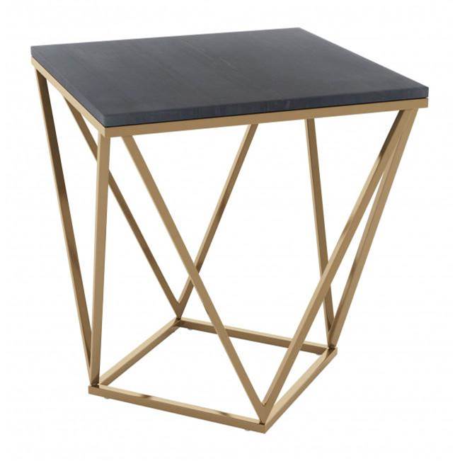 Zuo Verona Marble Side Table Black and Gold
