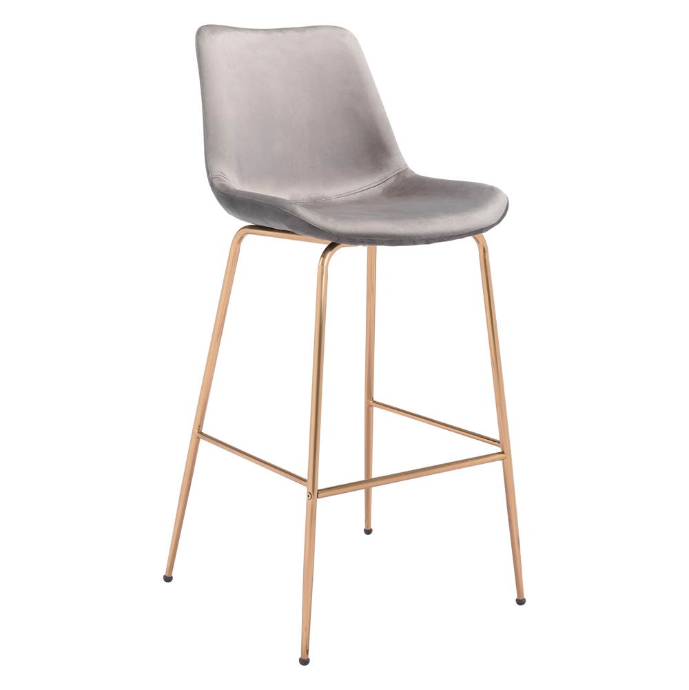 Zuo Tony Bar Chair Gray and Gold
