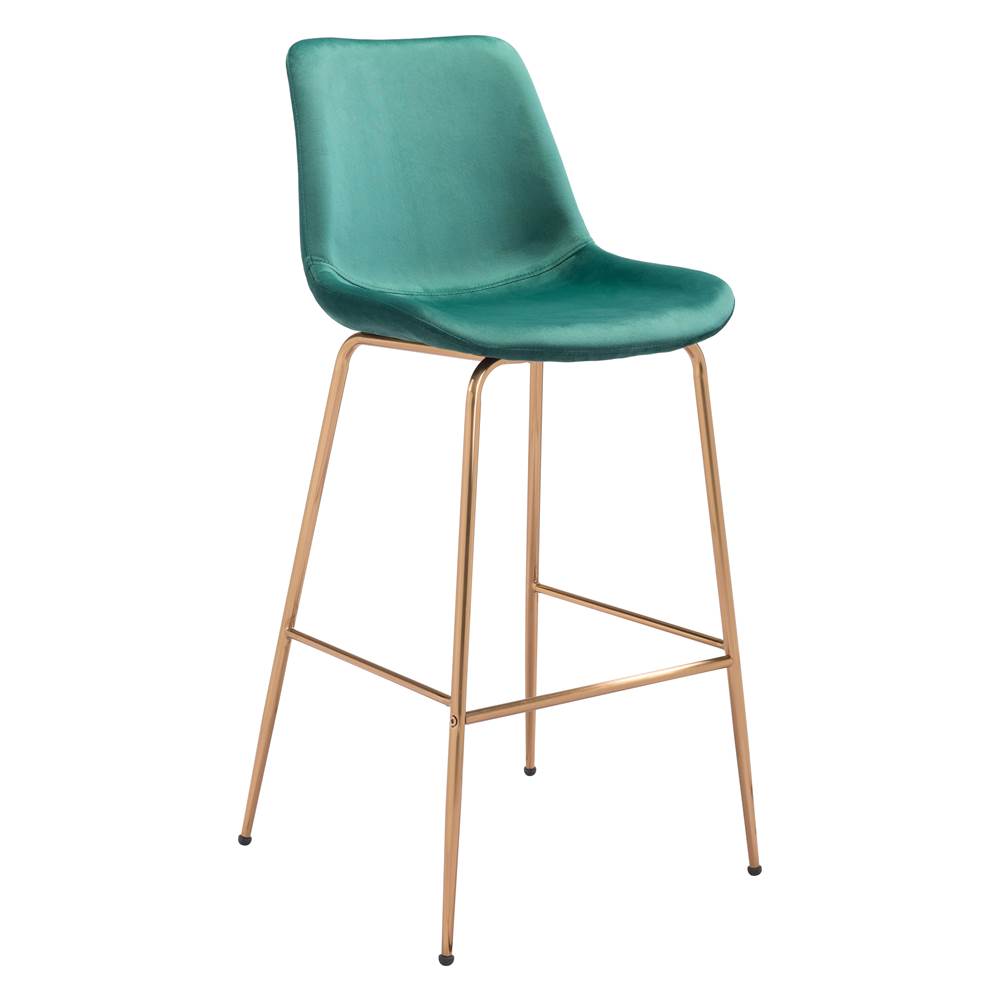 Zuo Tony Bar Chair Green and Gold