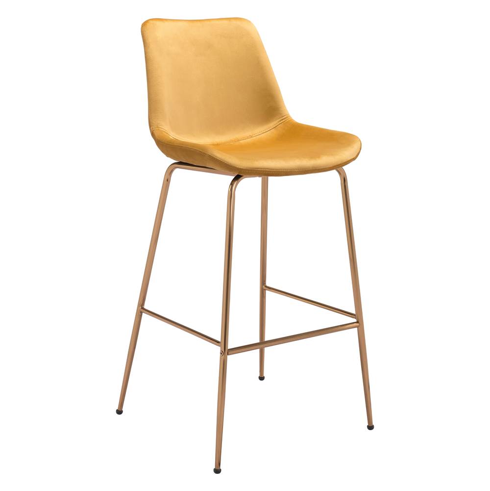 Zuo Tony Bar Chair Yellow and Gold