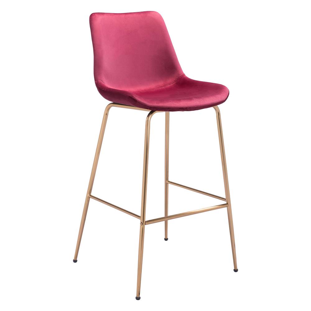 Zuo Tony Bar Chair Red and Gold