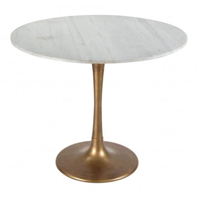 Zuo Fullerton Dining Table White and Gold