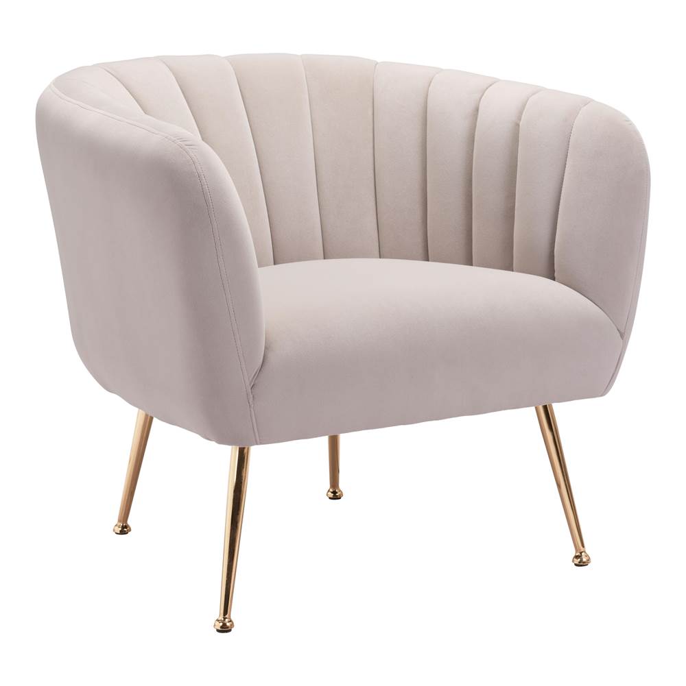 Zuo Deco Accent Chair Beige and Gold
