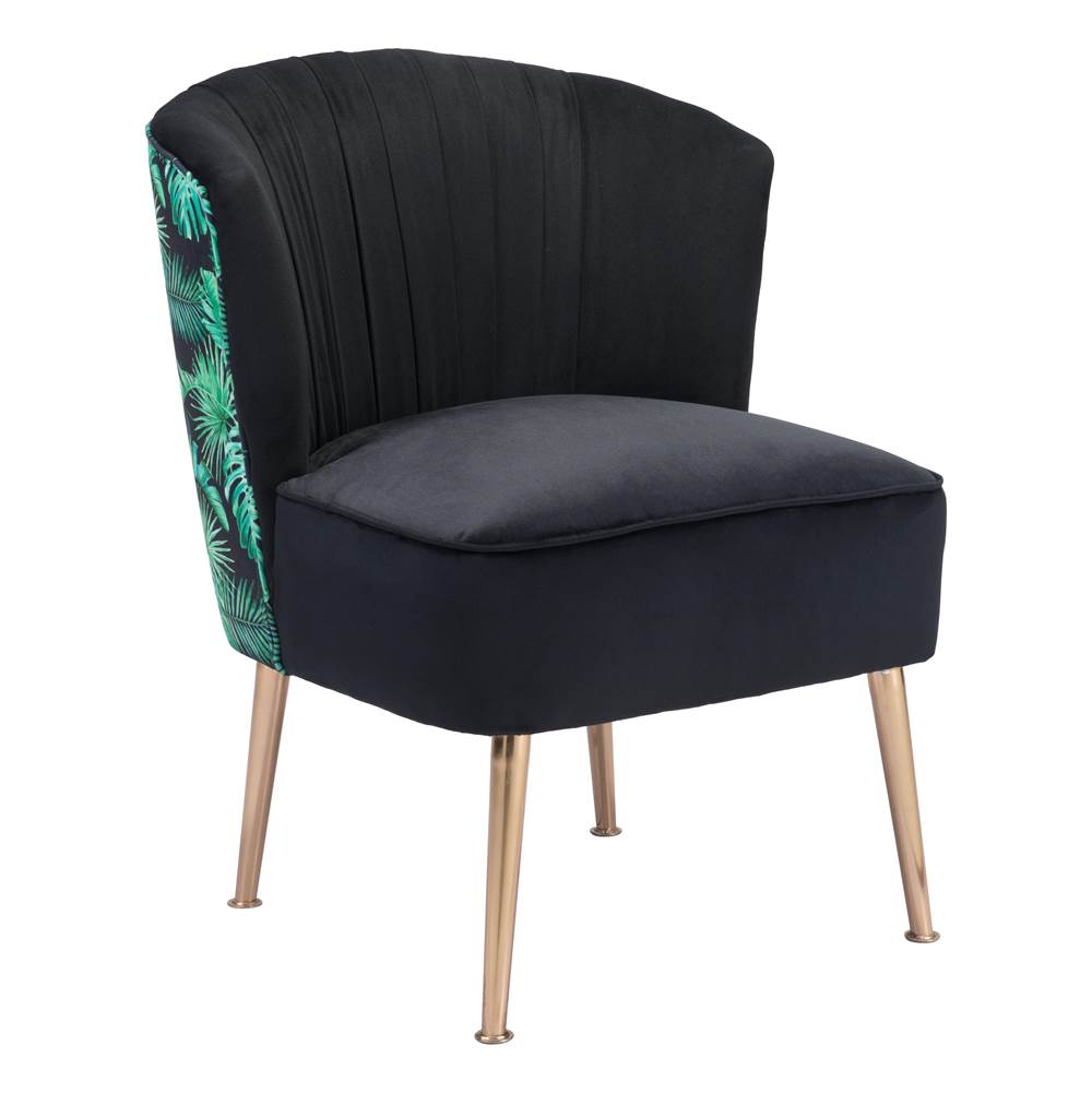 Zuo Tonya Accent Chair Black, Gold and Tropical Print