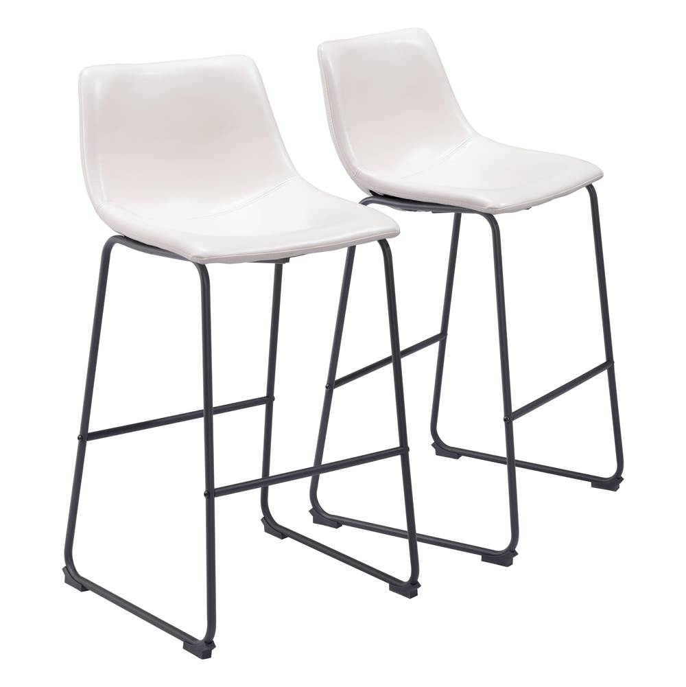 Zuo Smart Bar Chair (Set of 2) Distressed White