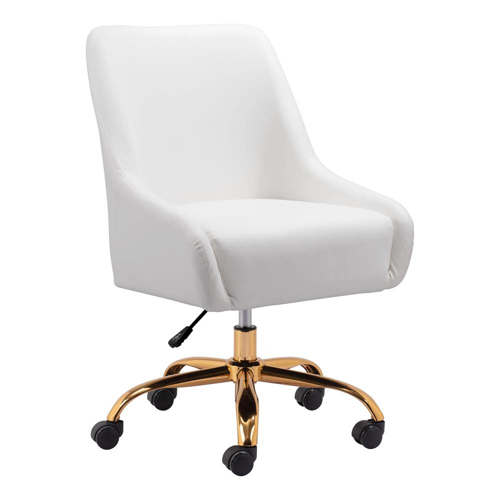 Zuo Madelaine Office Chair White and Gold