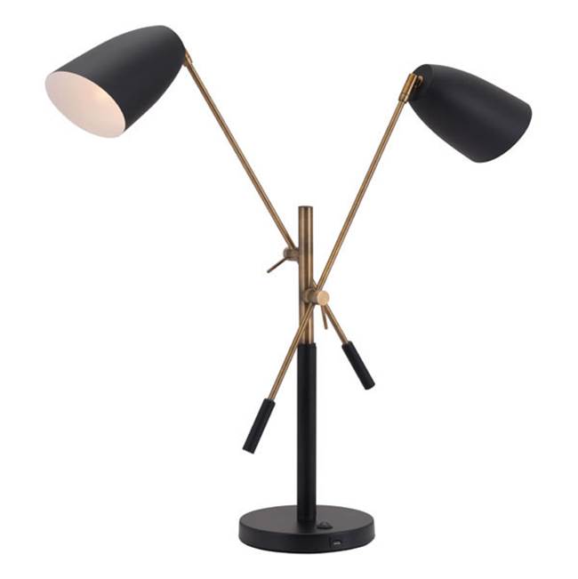 Zuo Tanner Table Lamp Matte Black and Brass