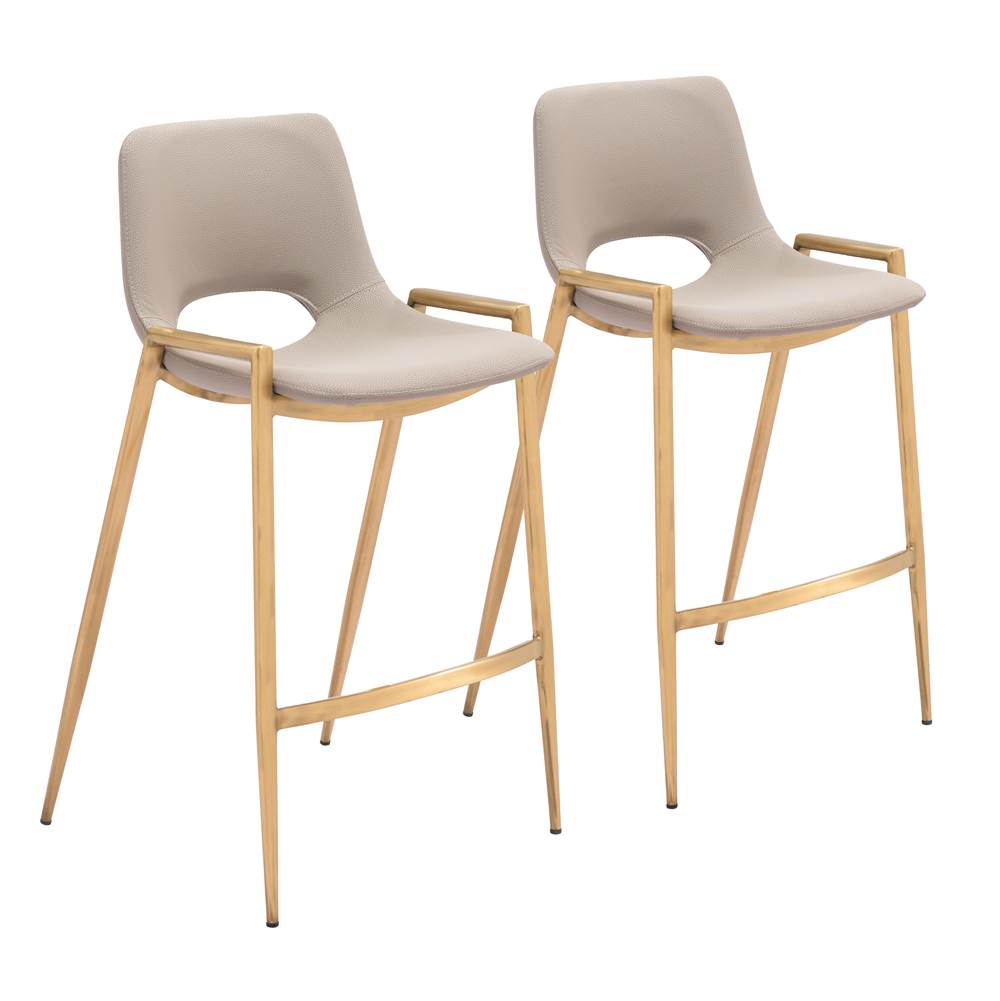 Zuo Desi Counter Stool (Set of 2) Beige and Gold
