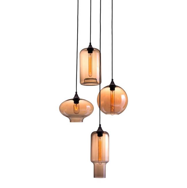 Zuo Lambie Ceiling Lamp Rust and Amber