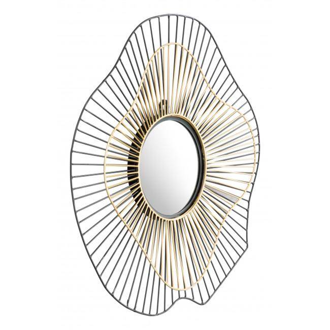 Zuo Comet Round Mirror Black and Gold