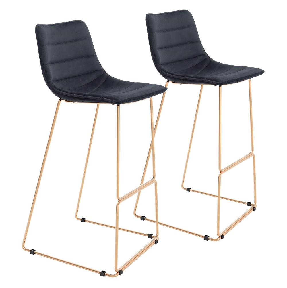Zuo Adele Bar Chair (Set of 2) Black and Gold