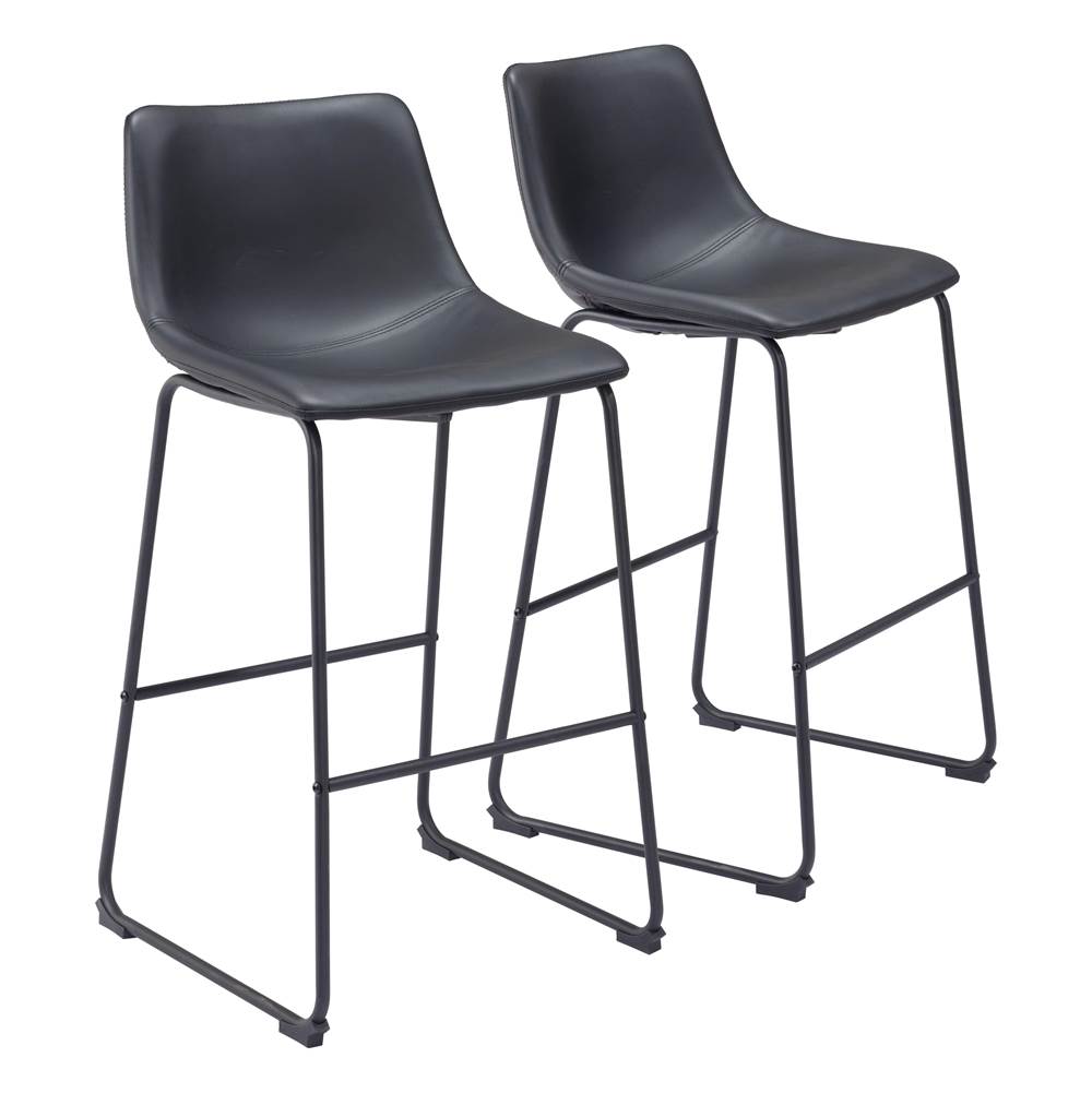 Zuo Smart Bar Chair (Set of 2) Black