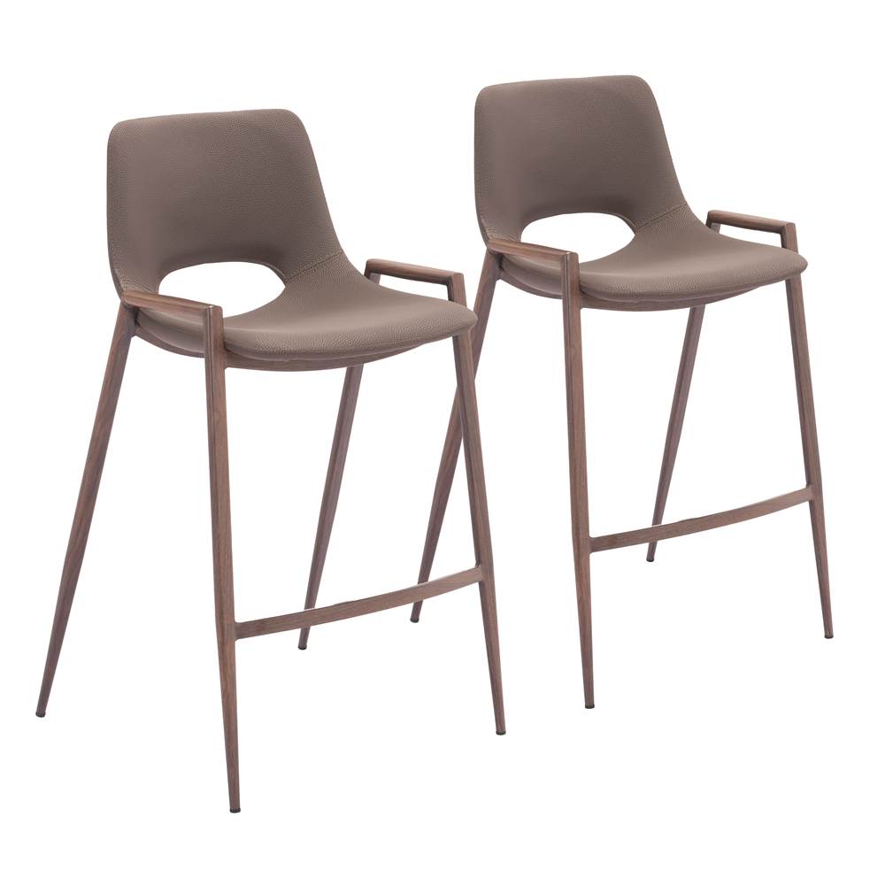 Zuo Desi Counter Stool (Set of 2) Brown and Walnut