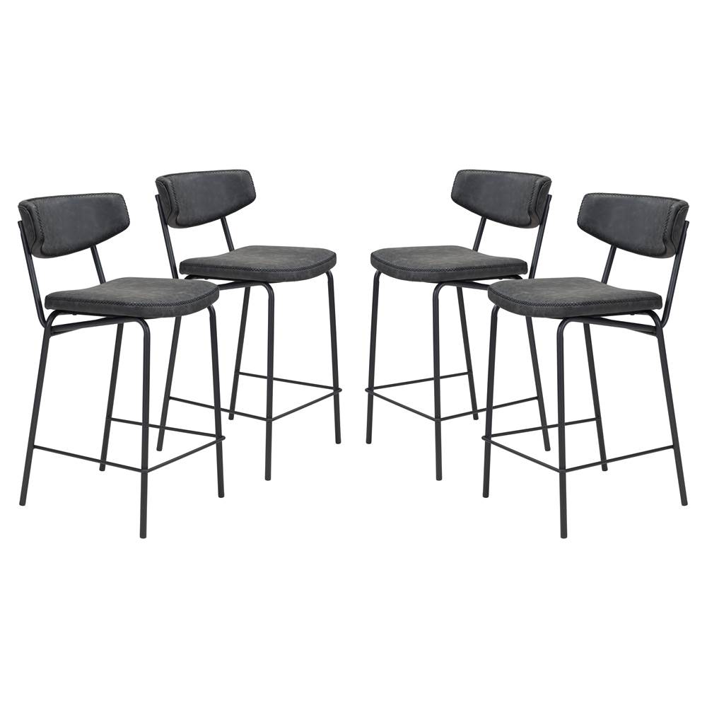 Zuo Sharon Counter Chair (Set of 4) Vintage Black