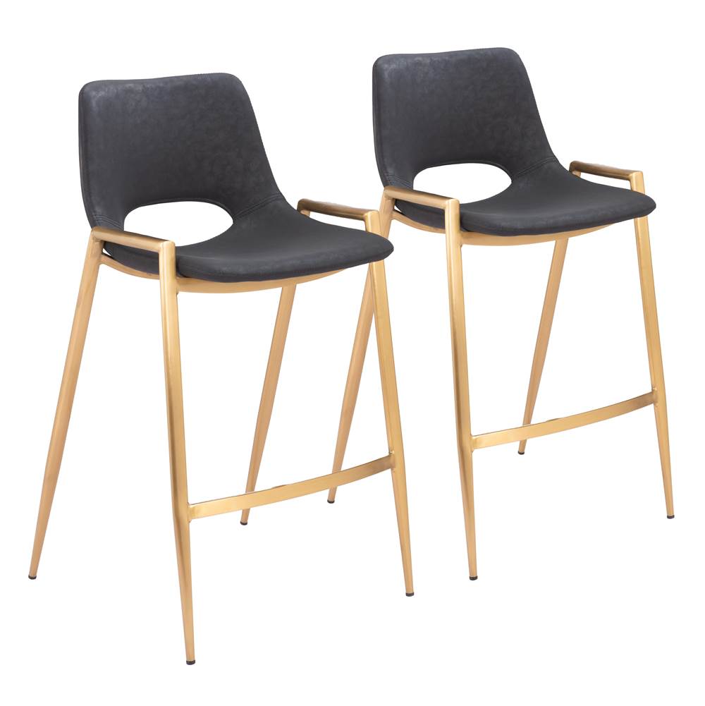 Zuo Desi Counter Stool (Set of 2) Black and Gold