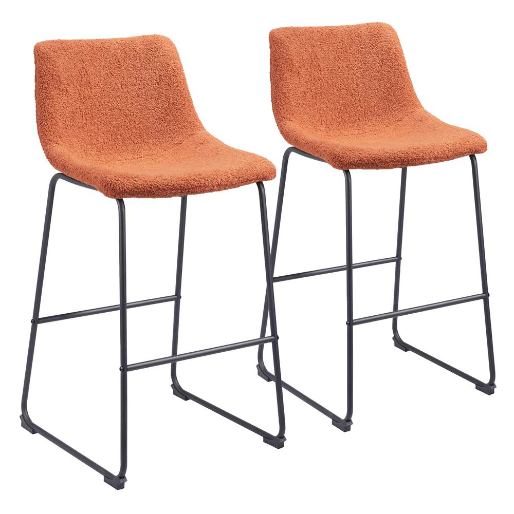 Zuo Smart Bar Chair (Set of 2) Burnt Orange