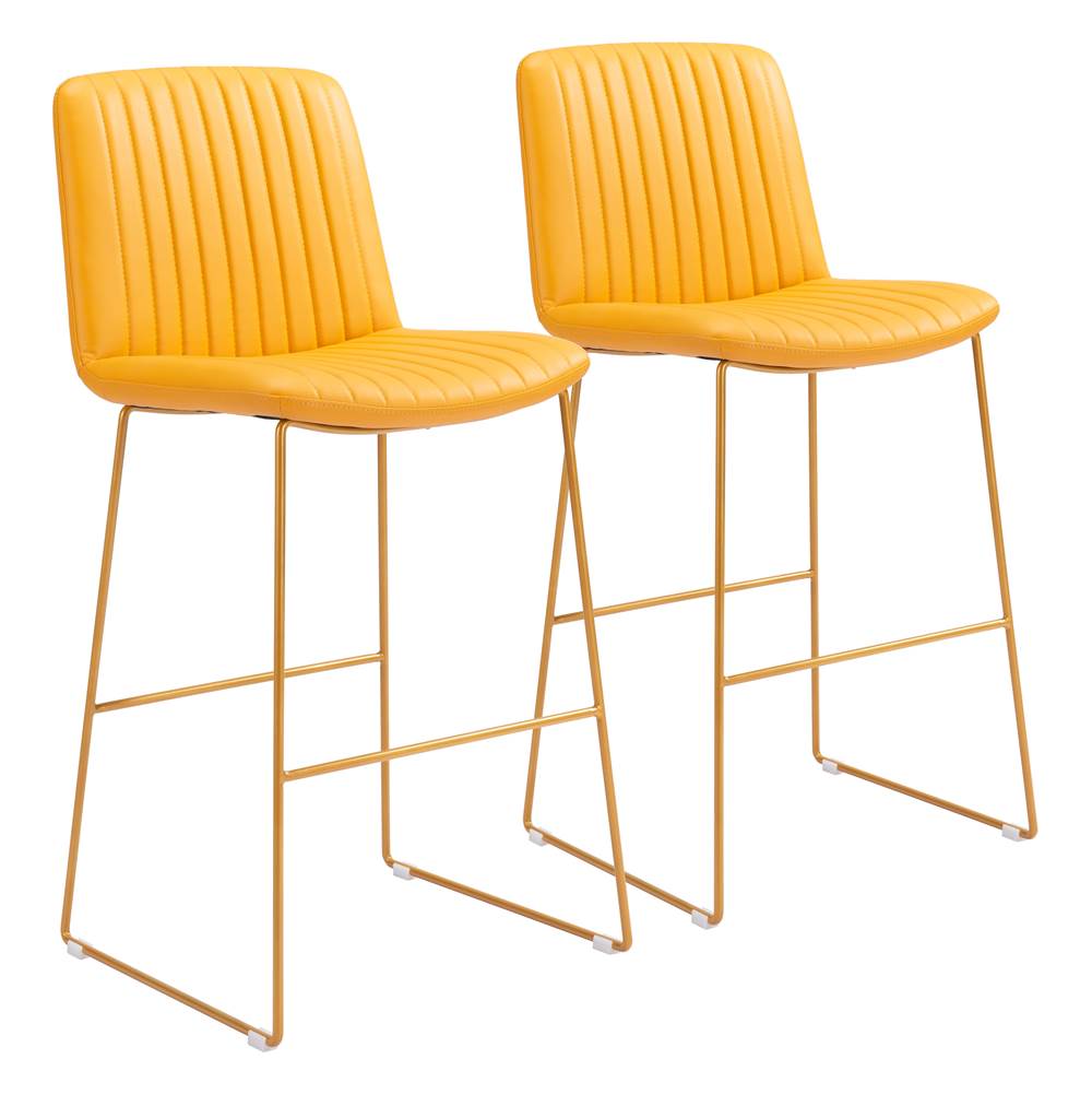 Zuo Mode Bar Chair (Set of 2) Yellow