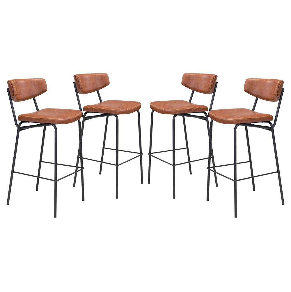 Zuo Sharon Bar Chair (Set of 4) Vintage Brown