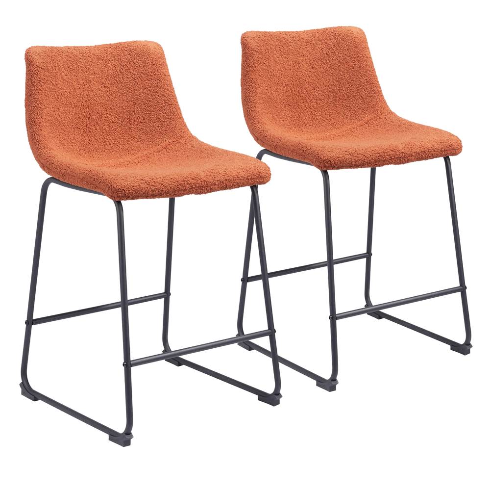 Zuo Smart Counter Chair (Set of 2) Burnt Orange