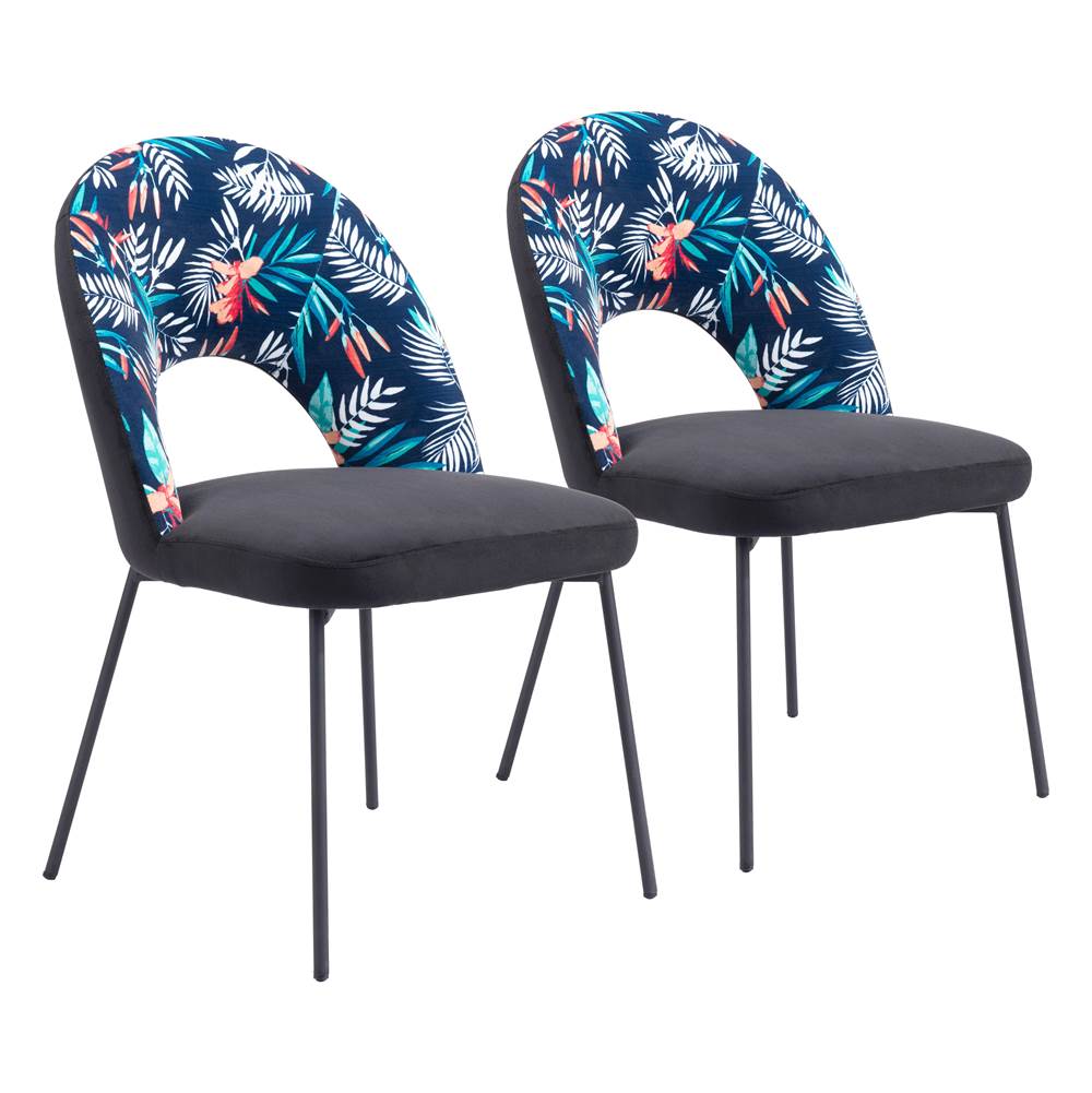 Zuo Merion Dining Chair (Set of 2) Multicolor Print and Black